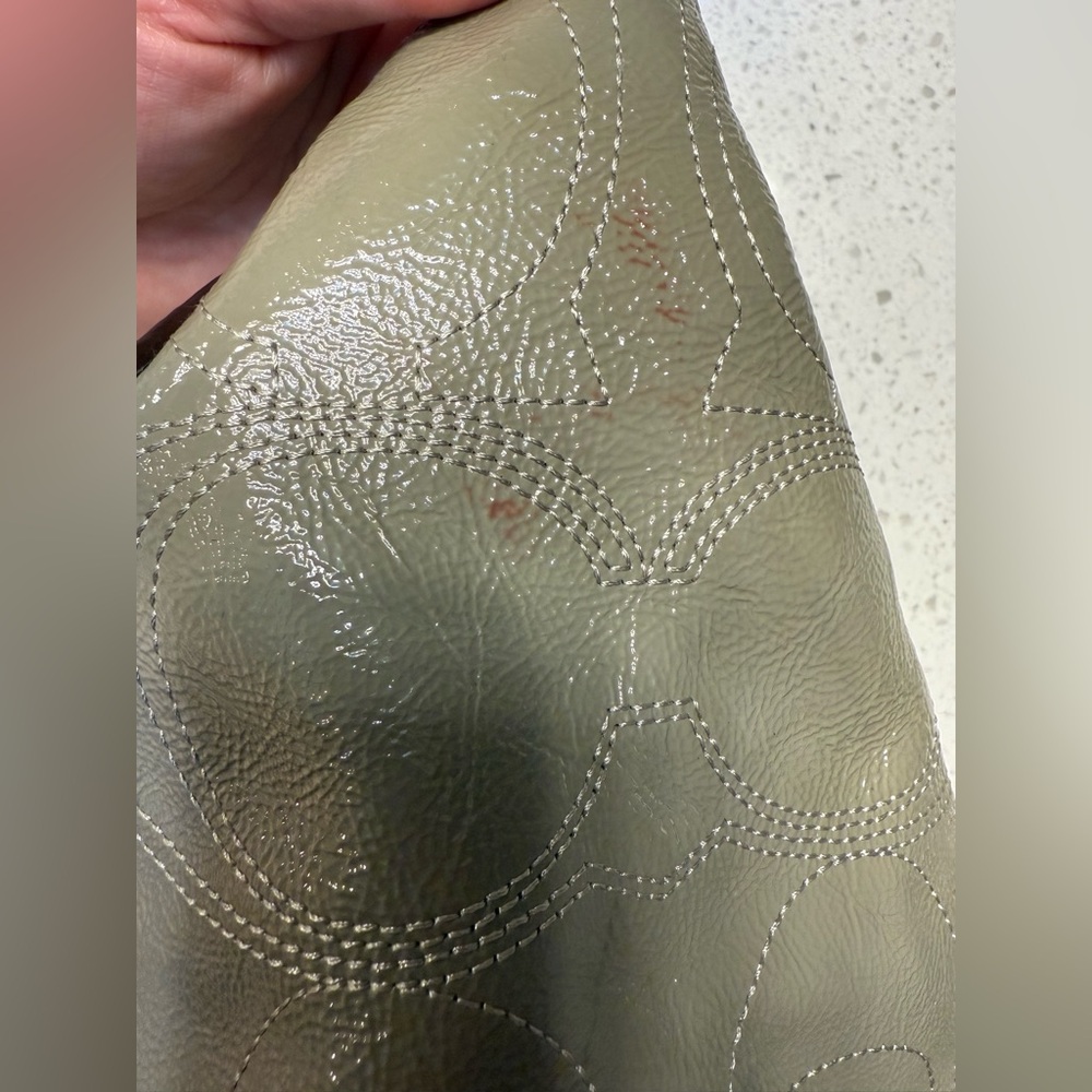 Coach Signature Stitch Carryall Kiss Lock Patent Leather Satchel - Picture 15 of 16